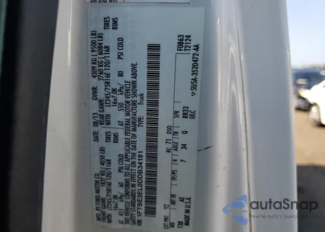 2013 Ford Econoline E350 Super Duty Van из США, поврежденный, VIN 1FTSE3EL0DDB34181